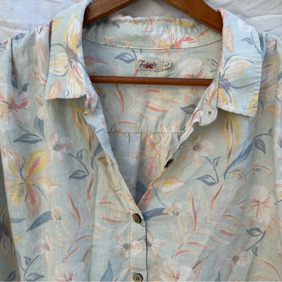 Faherty Hemp Floral Button Up Short sleeve Collared Shirt Size XL - Picture 5 of 8
